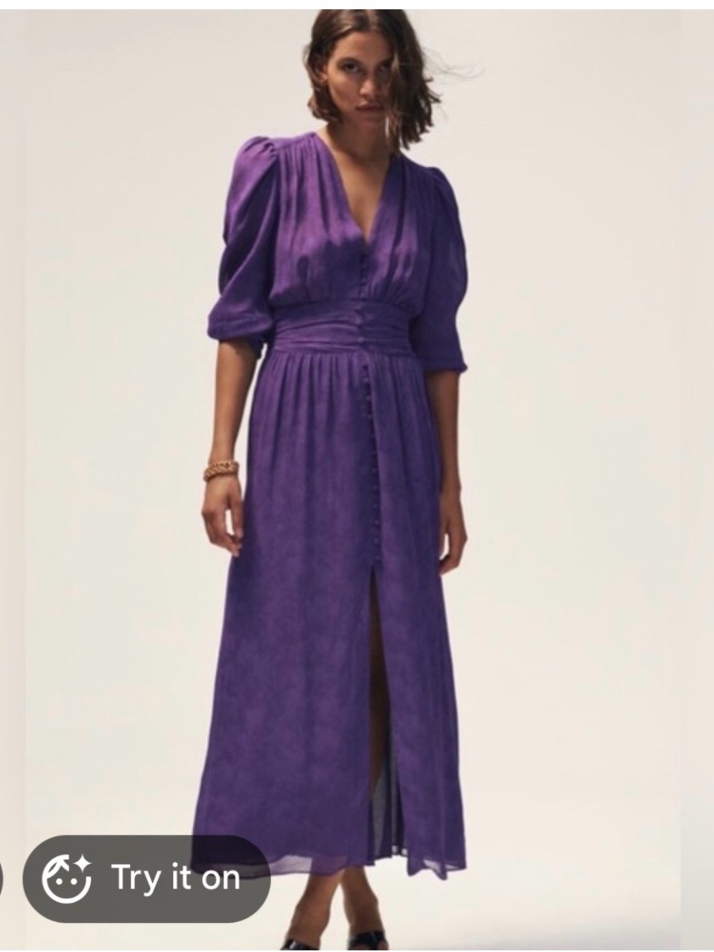 Zara Purple Maxi Dress with Buttoned Waist